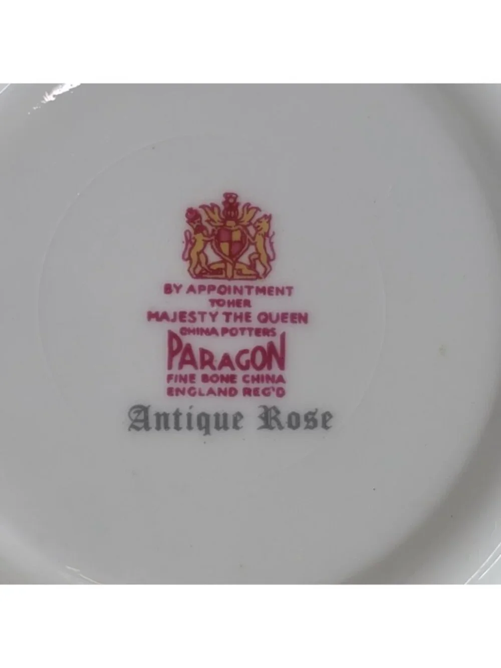Paragon England Antique Rose Tea Cup & Saucer Signed Reg Johnson Gold Fushia